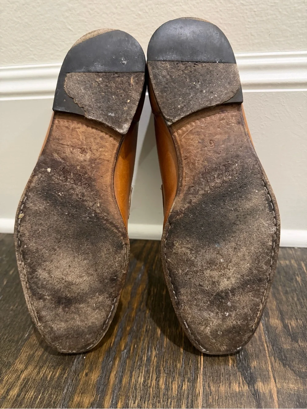 Gucci Jordaan Tan Leather Horsebit Slip-On Loafers